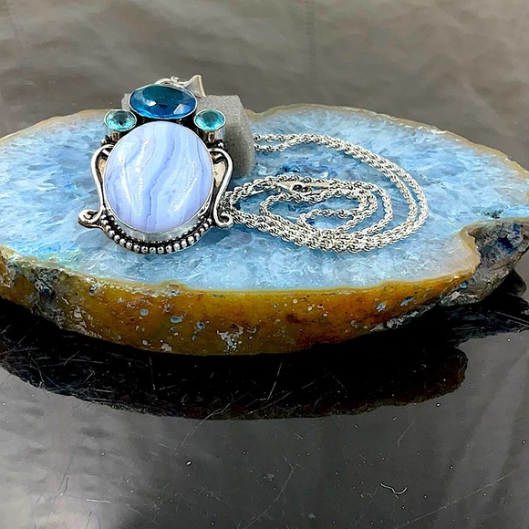 Vtg.18”Sterling Silver Necklace With Sterling Silver Pendant - Picture 4 of 8